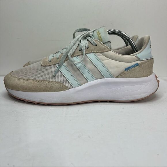 Adidas Run 70s Off White Blue Lace Up Running Shoes - Picture 2 of 8